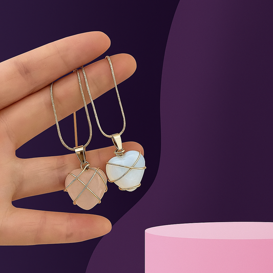 Fashion Metal Wrapped Love Heart Crystal Stone Pendant