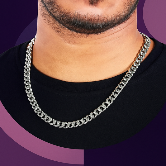 Silver Plated Cuban Style Thick & Heavy Chain For Men
