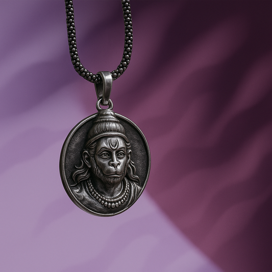Hanuman Ji Pendant Oxodaised Silver Chain
