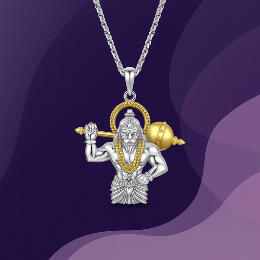Jai Hanuman Gold-Silver Pendant with Chain