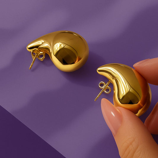 Sparkle Your Way Bottega Inspired Celebrity Style Teardrop Gold Earrings For Girls And Women